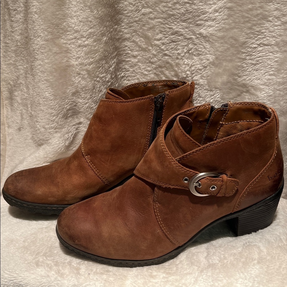 Born Brown Ankle Booties with Buckle Detail